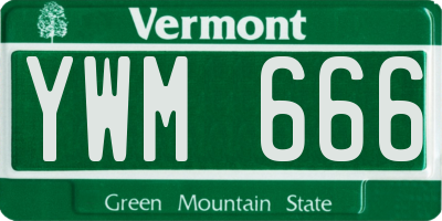 VT license plate YWM666
