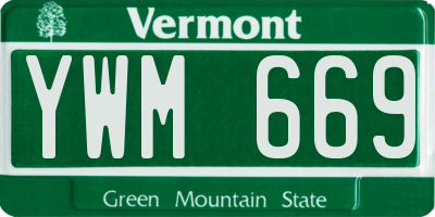 VT license plate YWM669