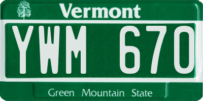 VT license plate YWM670