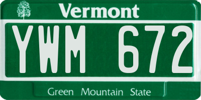 VT license plate YWM672