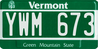 VT license plate YWM673