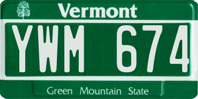 VT license plate YWM674