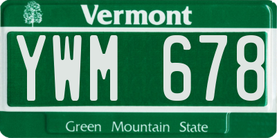 VT license plate YWM678