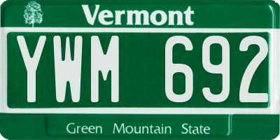 VT license plate YWM692
