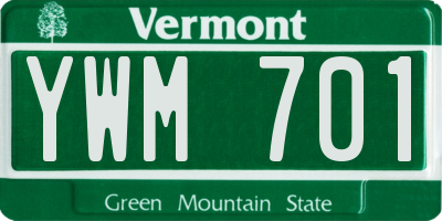 VT license plate YWM701