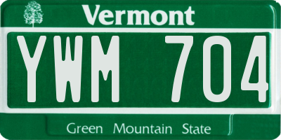 VT license plate YWM704