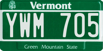 VT license plate YWM705