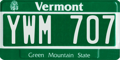 VT license plate YWM707