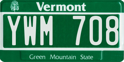 VT license plate YWM708