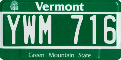 VT license plate YWM716