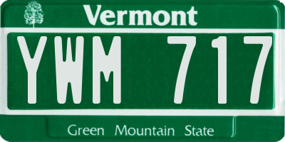 VT license plate YWM717