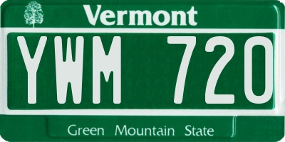 VT license plate YWM720