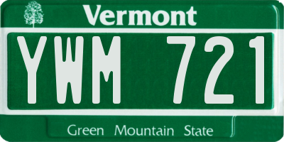 VT license plate YWM721