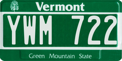 VT license plate YWM722