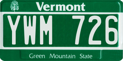 VT license plate YWM726