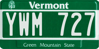 VT license plate YWM727