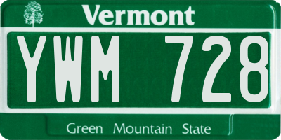 VT license plate YWM728