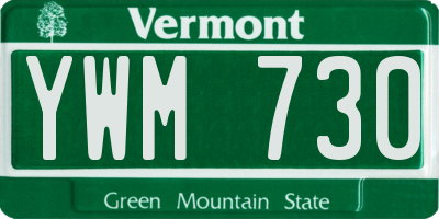 VT license plate YWM730