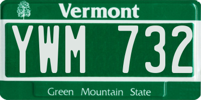 VT license plate YWM732