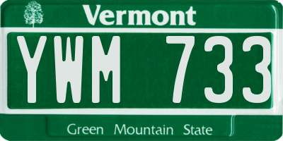 VT license plate YWM733
