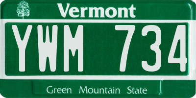VT license plate YWM734
