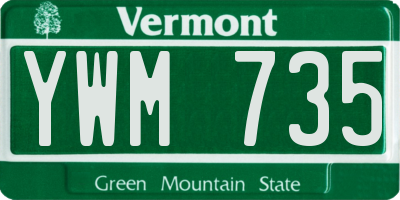 VT license plate YWM735