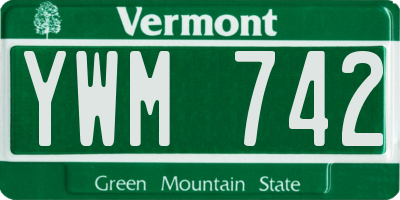 VT license plate YWM742