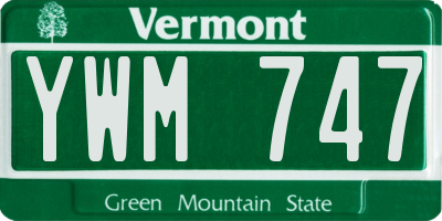 VT license plate YWM747