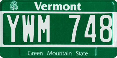 VT license plate YWM748
