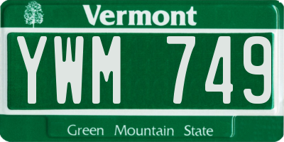 VT license plate YWM749
