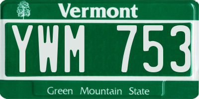 VT license plate YWM753