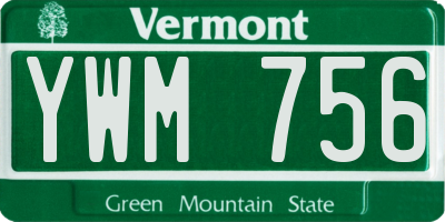 VT license plate YWM756