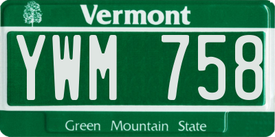 VT license plate YWM758