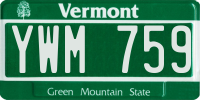 VT license plate YWM759