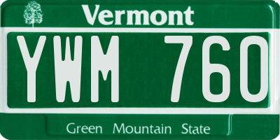 VT license plate YWM760