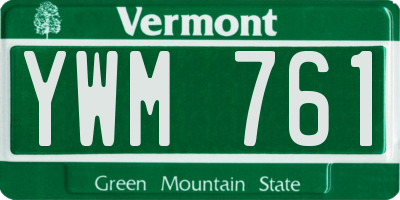 VT license plate YWM761