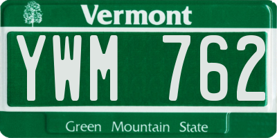 VT license plate YWM762