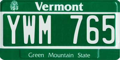 VT license plate YWM765