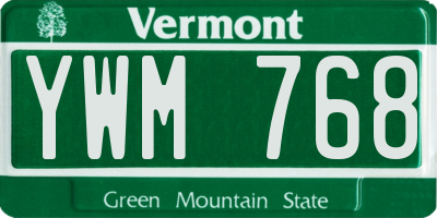VT license plate YWM768