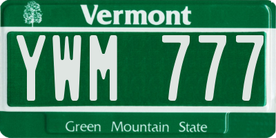 VT license plate YWM777