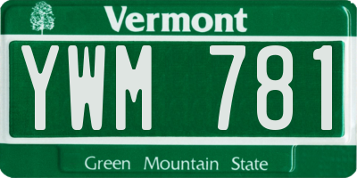VT license plate YWM781