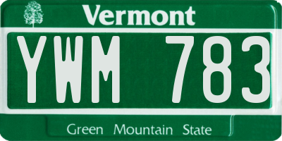 VT license plate YWM783