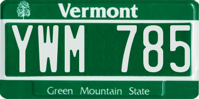 VT license plate YWM785