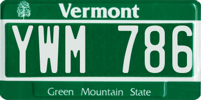 VT license plate YWM786