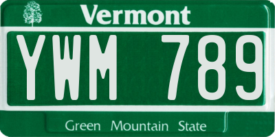 VT license plate YWM789