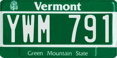 VT license plate YWM791