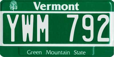 VT license plate YWM792