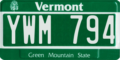 VT license plate YWM794