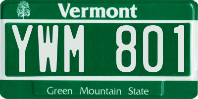 VT license plate YWM801