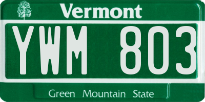 VT license plate YWM803